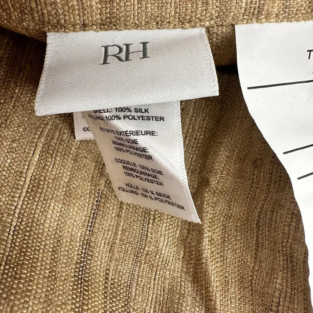 Restoration Hardware Raw Silk Channel Stitched Sham Standard Sz Set Wheat